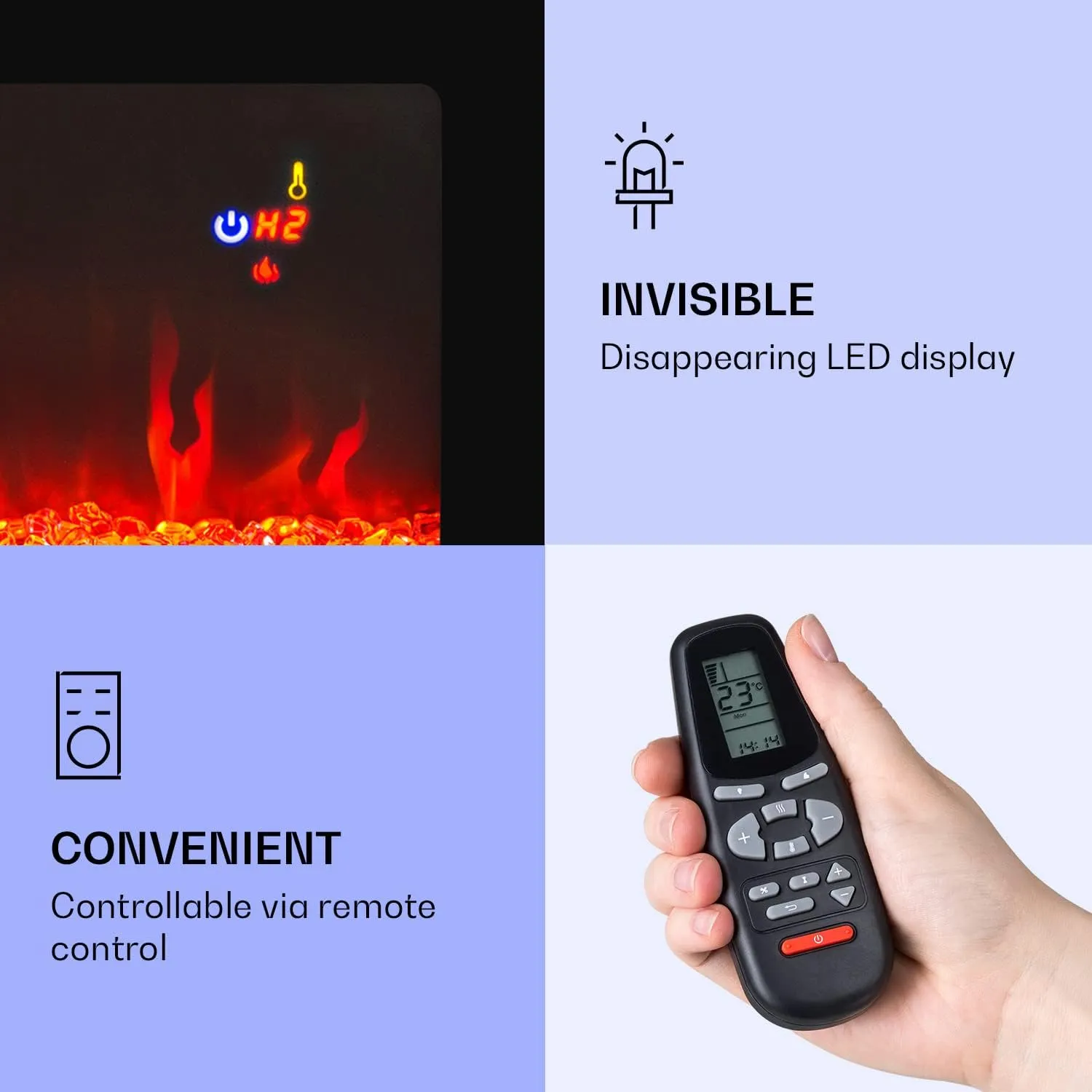 Klarstein Galeras Electric Stove - Electric Stove with 900 or 1.800 W Heat Output, Electric Stove with LED Lighting in 3 Colours, Weekly Timer, 127 x 47 x 13 cm (WxHxD), Black