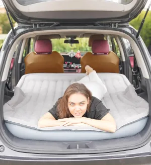 KMZ SUV Air Mattress with Built-in Electric Pump - Thickened and Flocked Car Bed Mattress for Travel and Camping - 660lb Weight Capacity - Grey