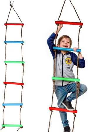 Knotted Rope Ladder, Climbing Ladder for Kids, Plastic Climbing Frame, 6.6 Feet, Load Capacity up to 176 lbs