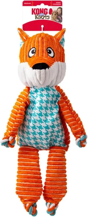 KONG Floppy Knots Jumbo XL Fox Dog Toy – Extra-Large Plush with Knotted Rope Skeleton, Dual Squeakers, Minimal Stuffing, Soft & Durable for Tugging, Flopping & Snuggling