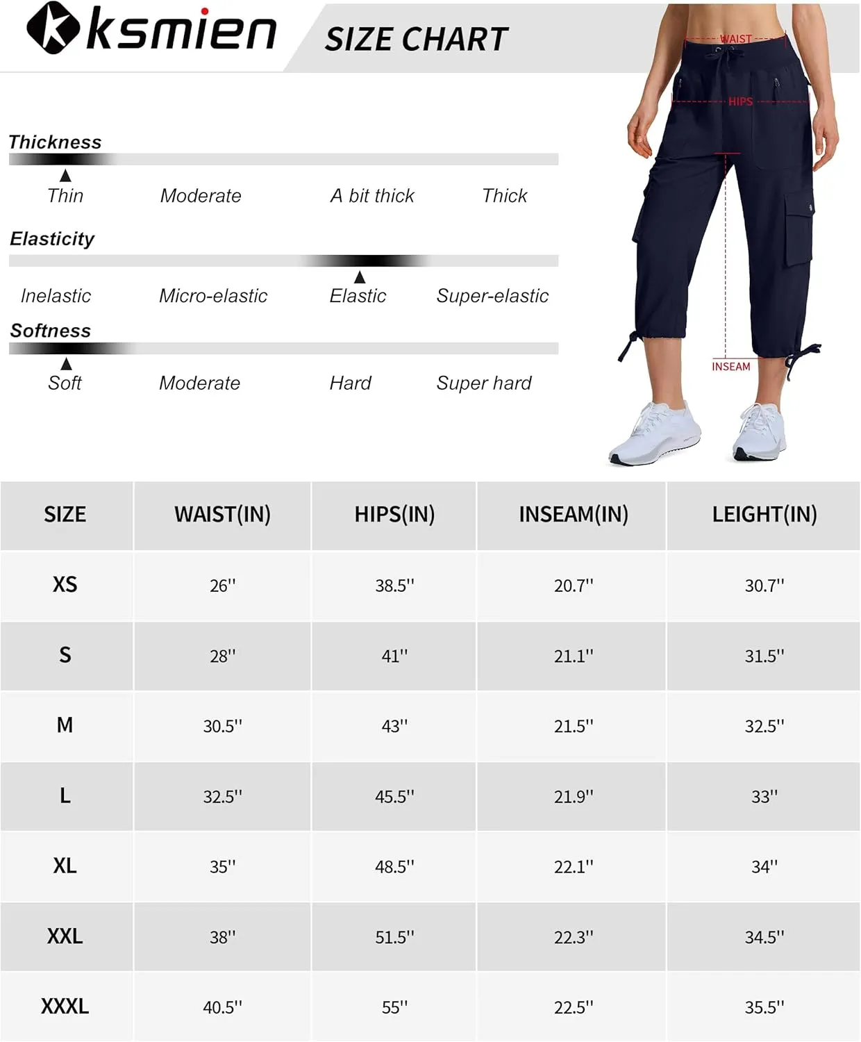 Ksmien Women's Hiking Capris Quick Dry Lightweight Ladies Summer Cargo Pants 8 Pockets for Travel Camping