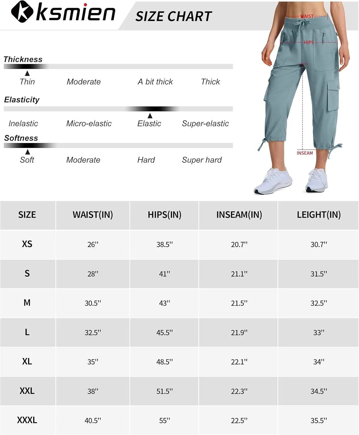 Ksmien Women's Hiking Capris Quick Dry Lightweight Ladies Summer Cargo Pants 8 Pockets for Travel Camping