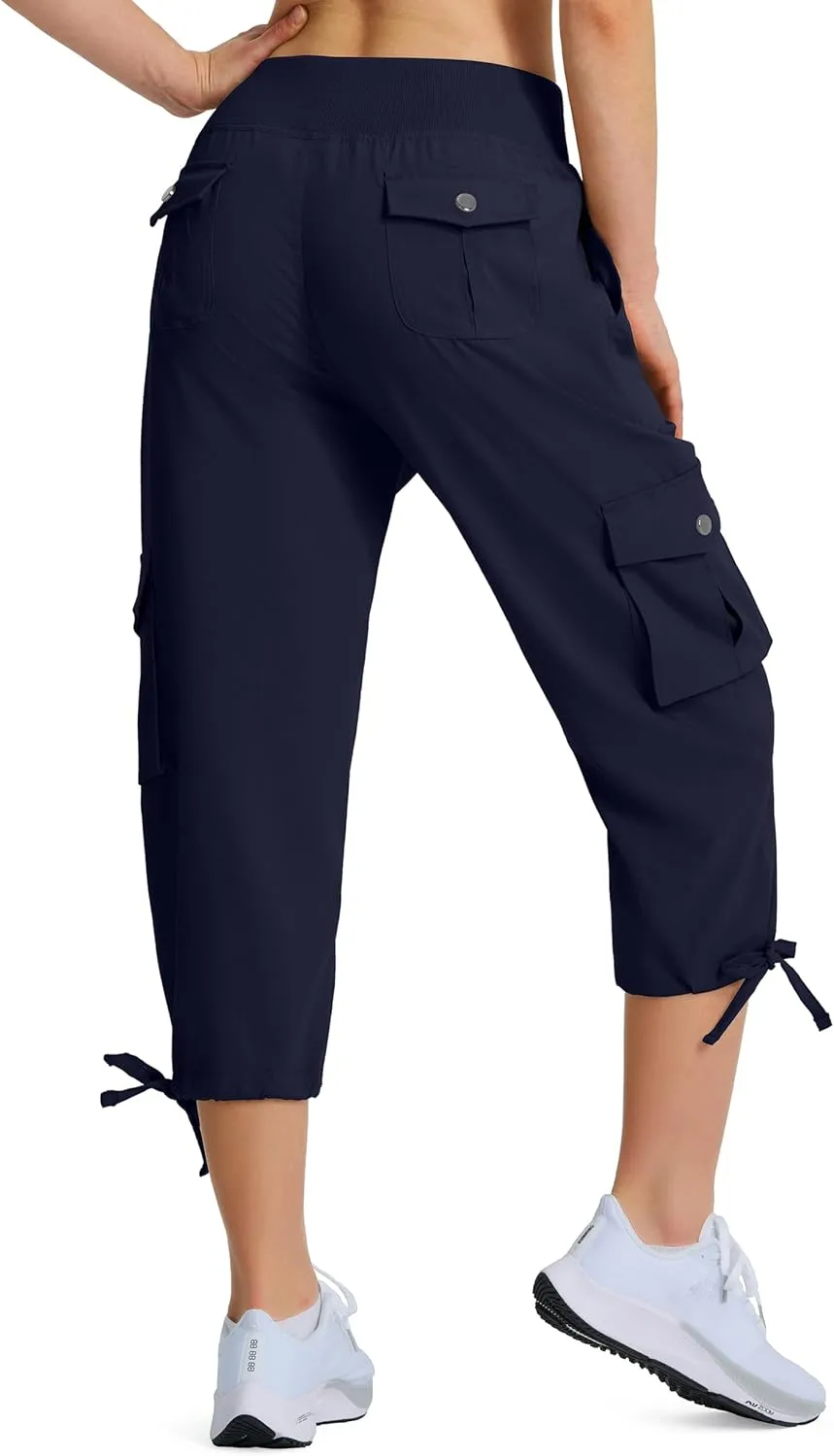 Ksmien Women's Hiking Capris Quick Dry Lightweight Ladies Summer Cargo Pants 8 Pockets for Travel Camping