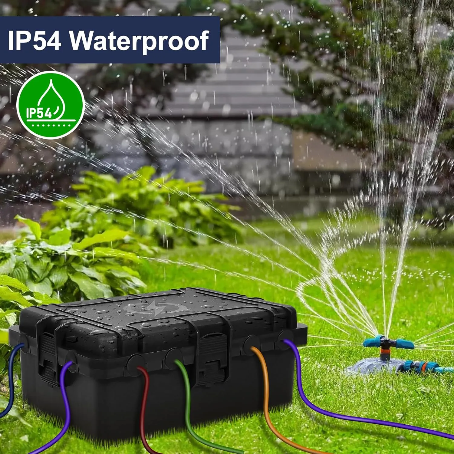 Large Outdoor Electrical Box Waterproof, IP54 Extension Cord Cover Weatherproof Outdoor Outlet Covers, Protect Power Strip, Timer Outlet, Plug, Socket, Holiday Light, Black (12 x 9X 5 inch)