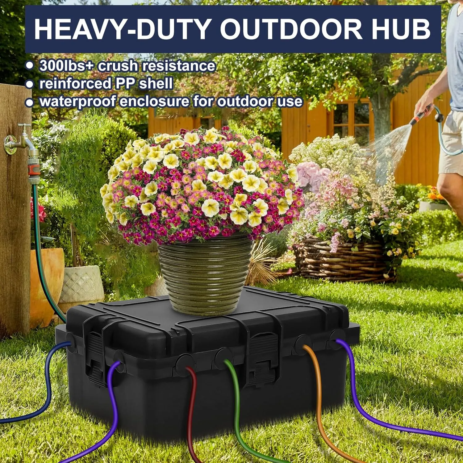 Large Outdoor Electrical Box Waterproof, IP54 Extension Cord Cover Weatherproof Outdoor Outlet Covers, Protect Power Strip, Timer Outlet, Plug, Socket, Holiday Light, Black (12 x 9X 5 inch)