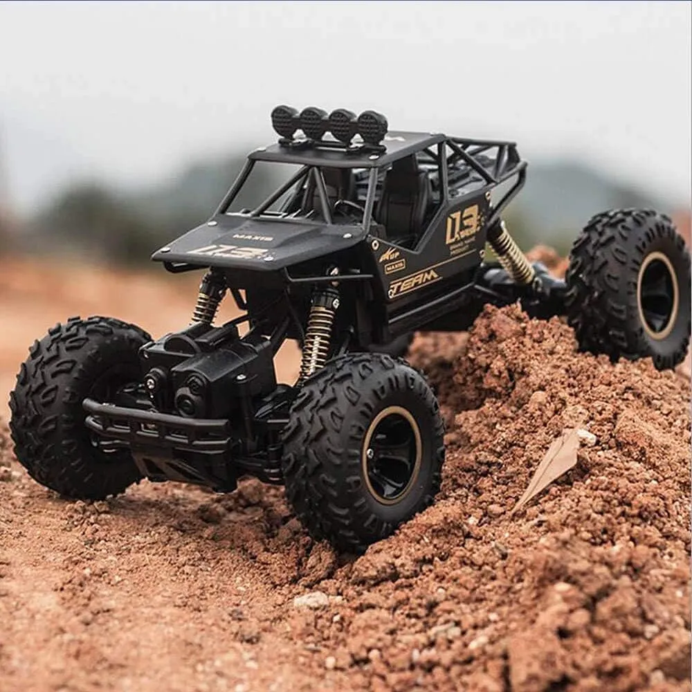 Large Scale RC Car 1:12 Off Road Monster Truck Crawler with Head Lights, 4WD All Terrains Remote Control Car Vehicle with Two Rechargeable Batteries for Kids Adults