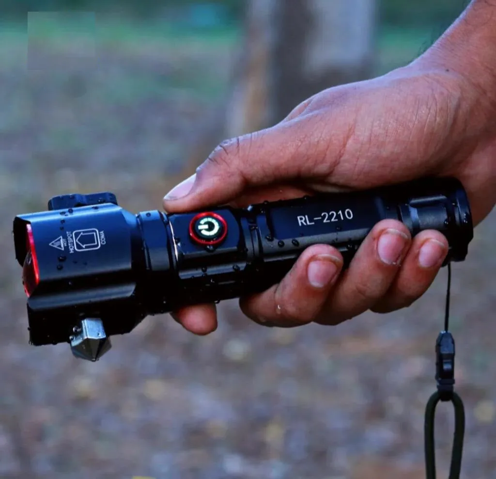 Laser LED Tactical Flashlight With 1Km Range and long lasting backup | Imported