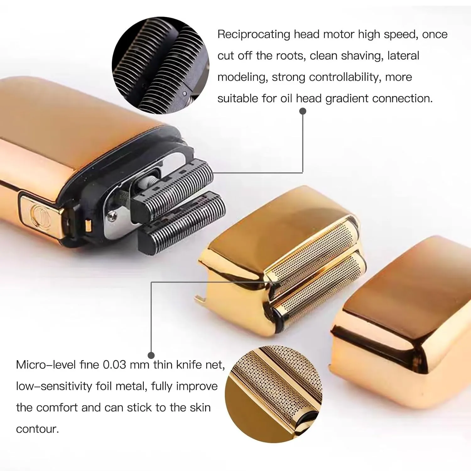 Latest Version 2 Pcs Replacement Gold Foil Double Foil Head for FoilFX02 Silver Shaver FXRF2S