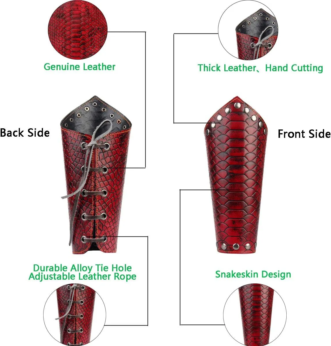 Leather Gauntlet Wristband Medieval Bracers Viking Wrist Guards Archery Guards Bracers Wide Arm Armor Cuff for Women Men 2PCS