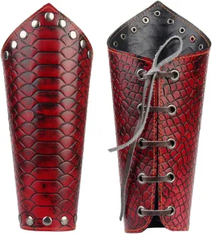 Leather Gauntlet Wristband Medieval Bracers Viking Wrist Guards Archery Guards Bracers Wide Arm Armor Cuff for Women Men 2PCS
