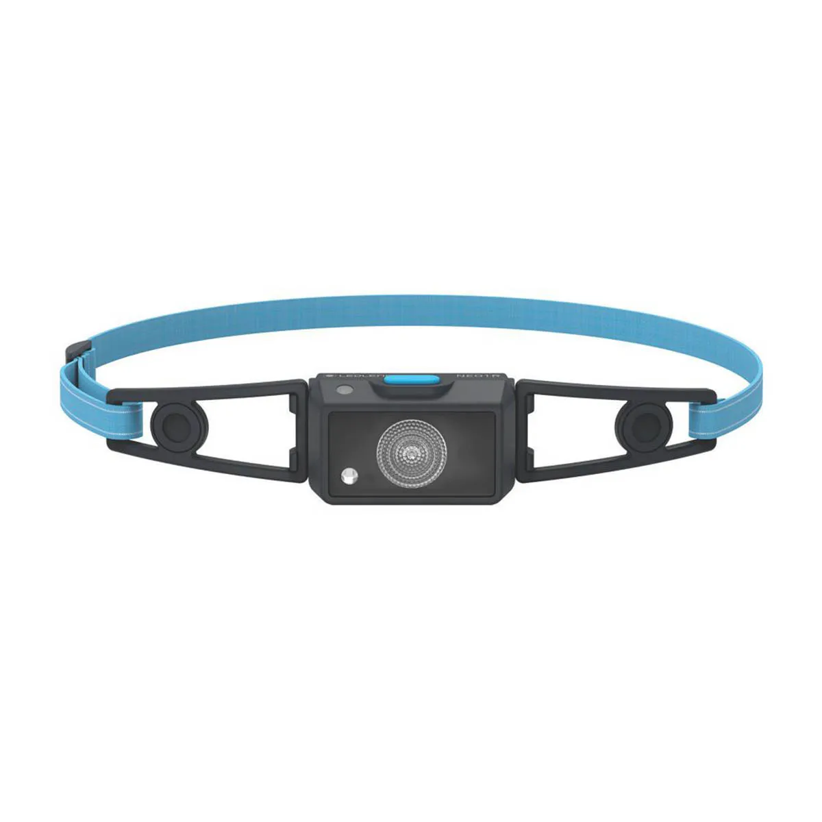 LED Head Torch NEO1R Rechargeable Compact Powerful Tilting Elastic Blue 250lm