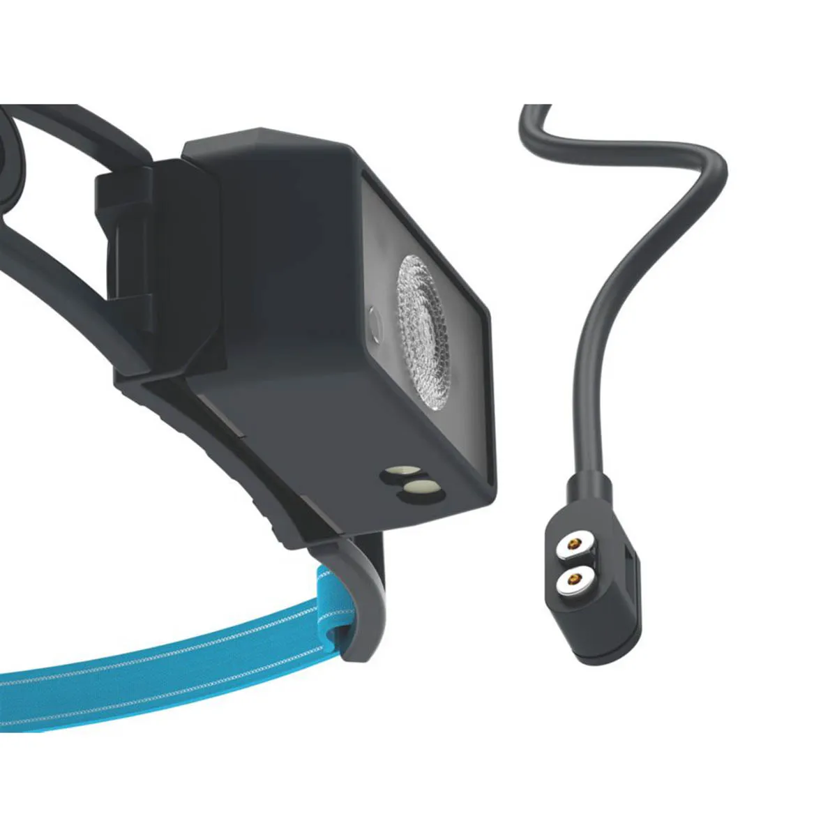 LED Head Torch NEO1R Rechargeable Compact Powerful Tilting Elastic Blue 250lm