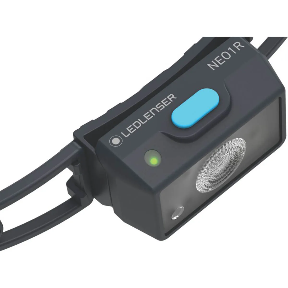 LED Head Torch NEO1R Rechargeable Compact Powerful Tilting Elastic Blue 250lm