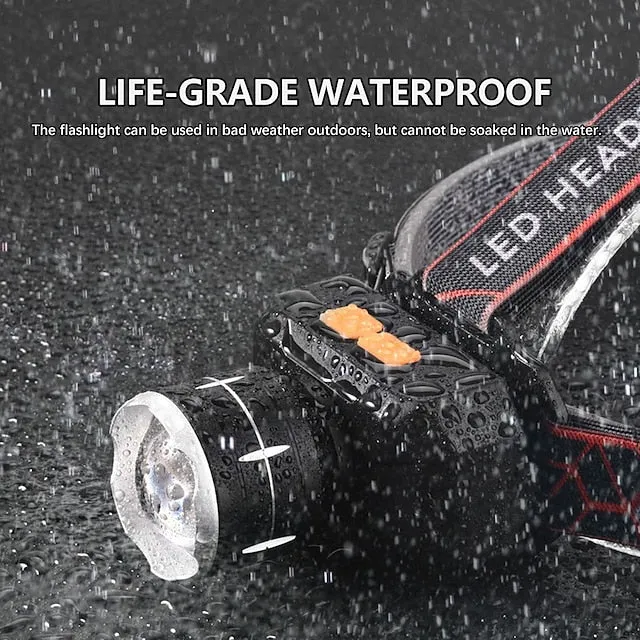 LED Headlamp Waterproof Outdoor Camping Fishing Lantern Torch USB Rechargeable XHP50 18650 LIB Headlight 3 Modes Zoom Head Flashlight
