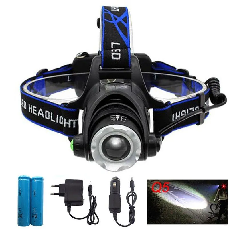 LED Headlight  Q5 Head lamp Torch Flashlight Camping Headlamp rechargeable fishing light Linterna AC Charger 18650 Battery