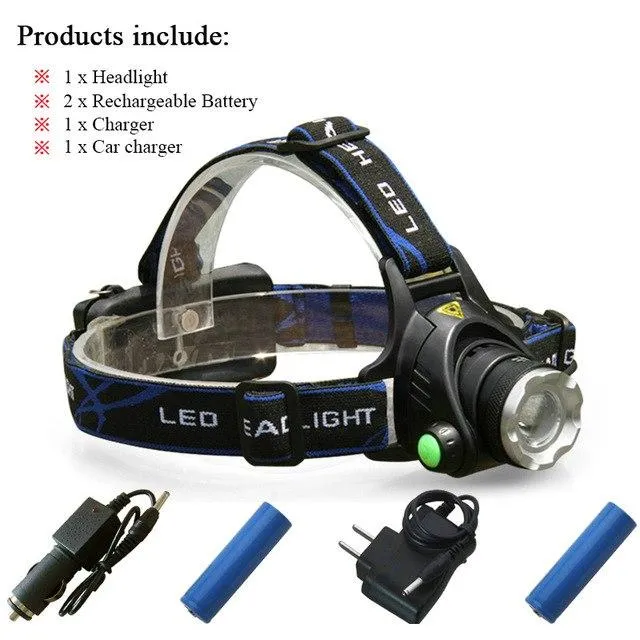 LED L2 Rechargeable head lamp 18650 battery CREE XML T6 Zoom LED Headlamp life waterproof 4 mode head light torch lanterna