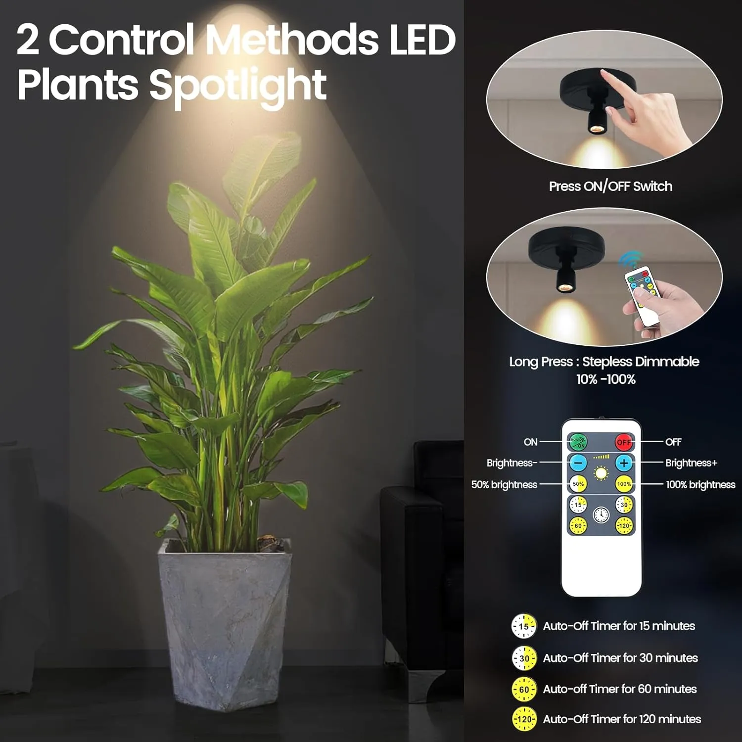 LED Spotlights, Rechargeable Battery Picture Lights, Uplighting Indoor, Spot Light with Remote, Plant & Wall Art Display Dartboard Closet Spotlight-Black