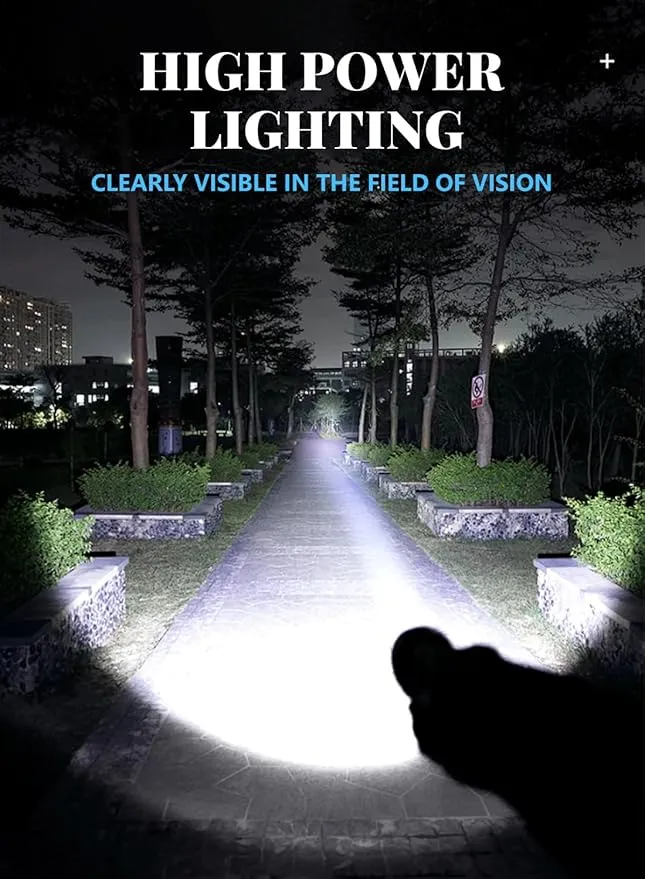 LED Torch Rechargeable Flashlight with High Lumens, High Powered Torches, Powerful Handheld Tactical Flashlight for Emergency Camping Hiking Gift