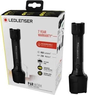 Ledlenser P6R - Rechargeable LED Torch, Water Resistant (IP68) Super Bright 850 Lumens, Powerful Searchlight Torch, Dog Walking, Hiking & Camping Equipment, Up to 45 Hours Running Time