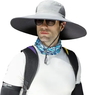 Leotruny Men Wide Brim Sun Hats UPF50  Waterproof Breathable Bucket Hat for Fishing, Hiking, Camping