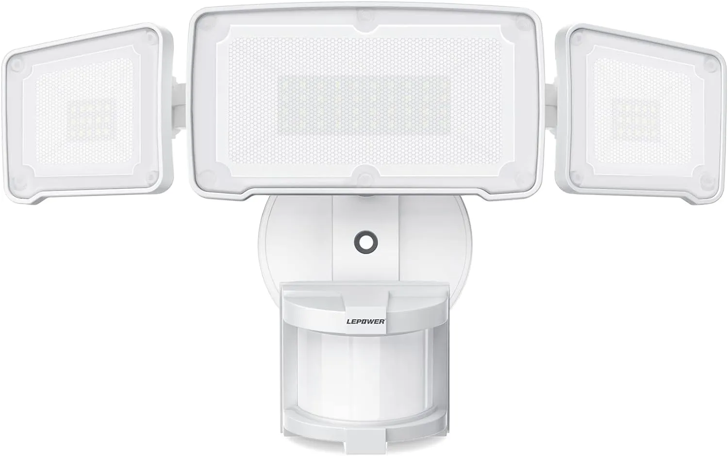 LEPOWER LED Security Lights Motion Sensor Light Outdoor, 38W 4200LM Light, 5500K, IP65 Waterproof, 3 Head Detected Flood Light for Garage, Yard, Porch (White)