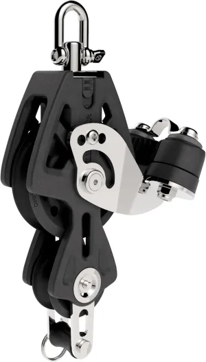 Lewmar 50mm Synchro Block Fiddle Becket Cam, 990 lb Working Load Limit, Accommodates 1/4" - 3/8 Lines, High-Density Free-Spin Bearing, Traveler Compatible - 29925039BK