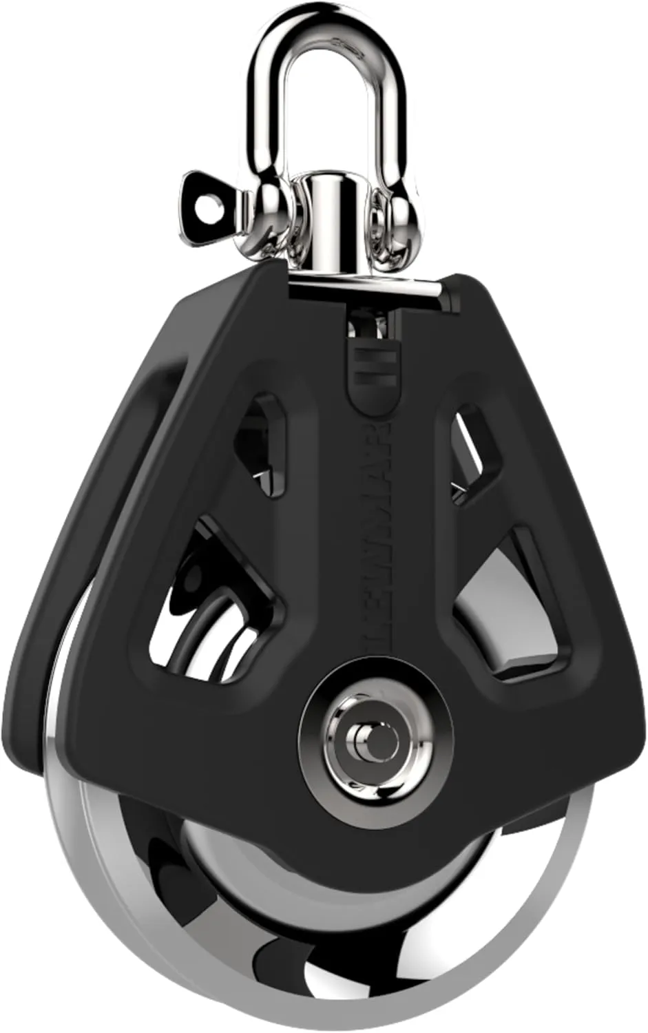 Lewmar 60mm Synchro Block Single Alloy Sheave, 1,760 lb Working Load Limit, Accommodates 5/16" - 3/8" Lines, High-Density Free-Spin Bearing, Traveler Compatible - 29926029BK