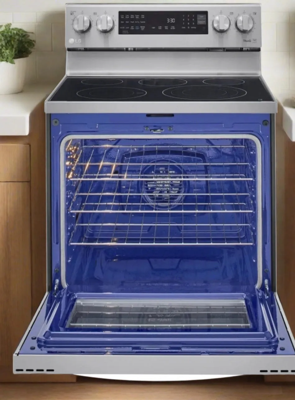 LG LREL6321S Range, 30" Exterior Width, Electric Range, Glass Burners (Electric), 5 Burners, 6.3 cu. ft. Capacity, Storage Drawer, 1 Ovens, Wifi Enabled, 3200W, Rear Controls, Stainless Steel colour