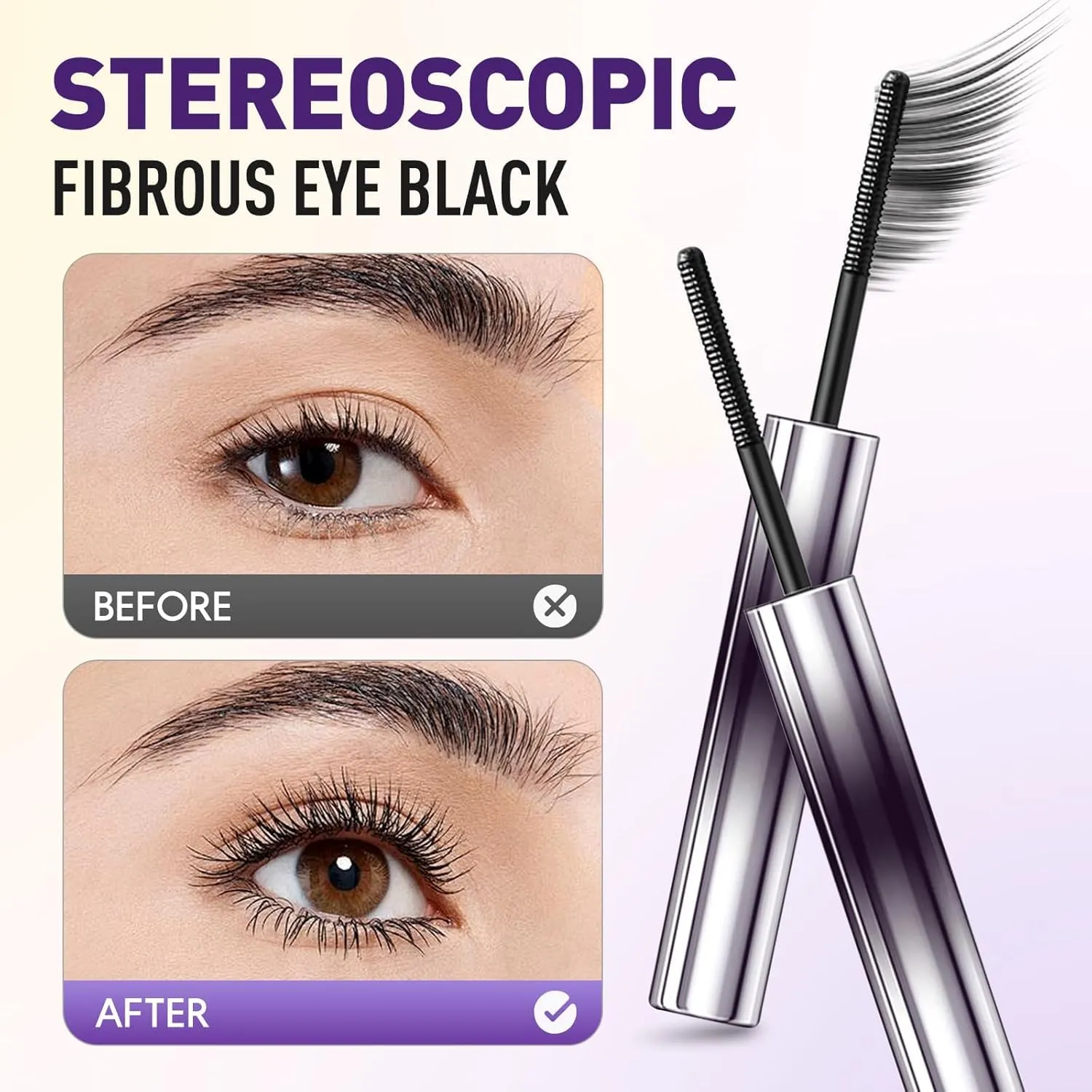 Lijieyou Curling Iron Mascara, Doll Curling Iron Mascara Waterproof, Iron Wand Mascara, Metal Mascara for Long Lasting Waterproof and Sweatproof (2PCS Black)