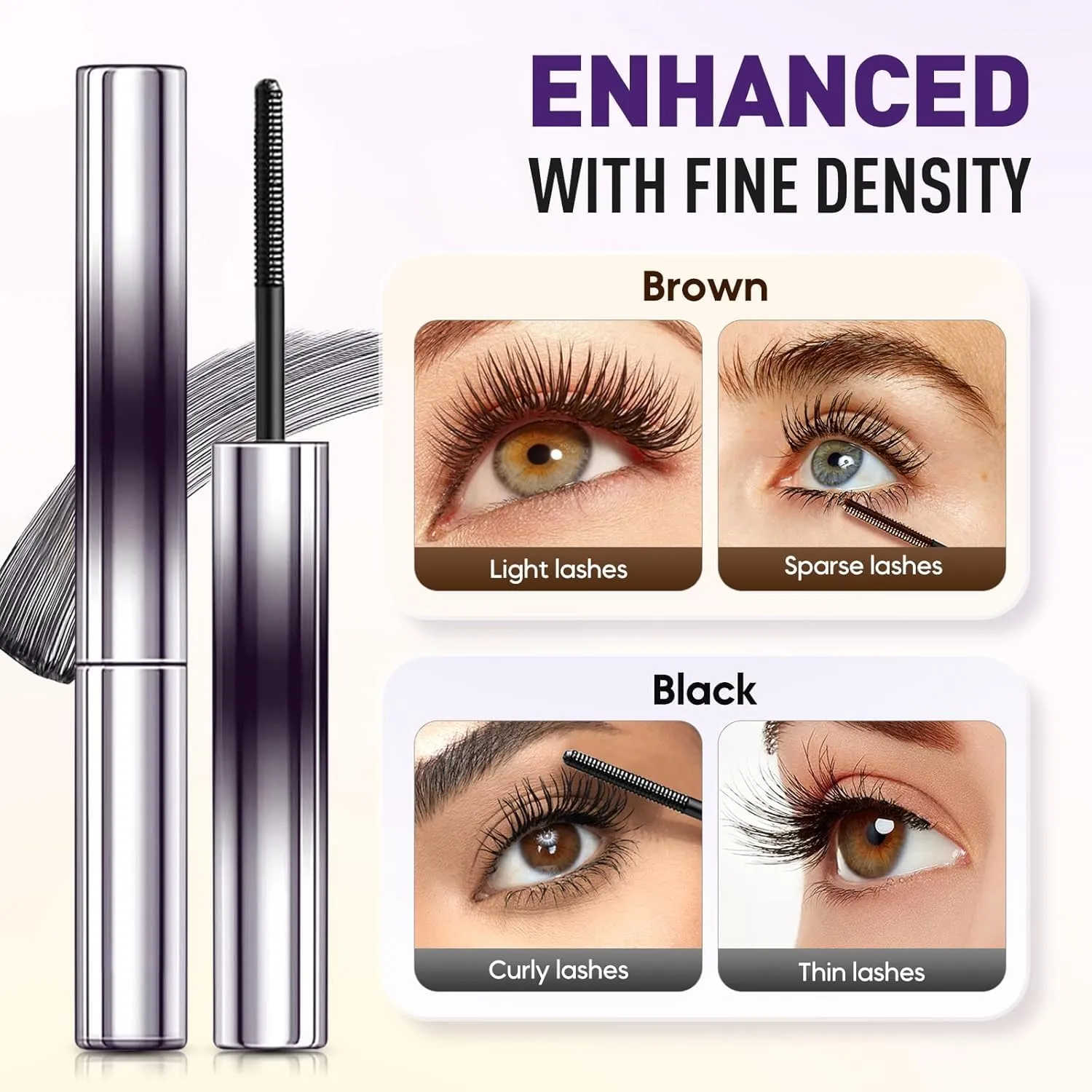 Lijieyou Curling Iron Mascara, Doll Curling Iron Mascara Waterproof, Iron Wand Mascara, Metal Mascara for Long Lasting Waterproof and Sweatproof (2PCS Black)