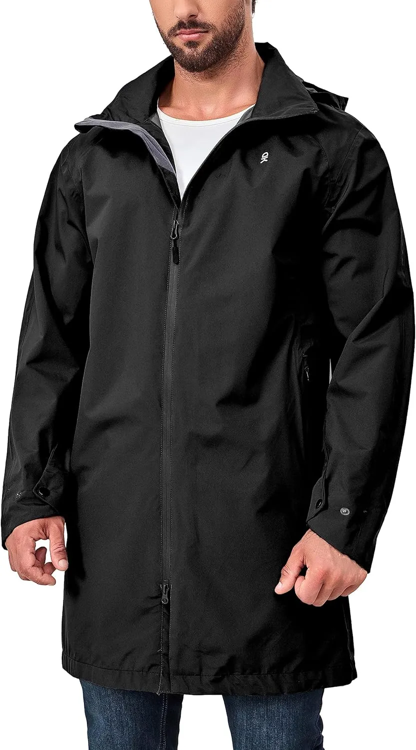 Little Donkey Andy Men's Waterproof Rain Jacket Outdoor Lightweight Mountain Windbreaker Long Coat for Hiking Golf Travel