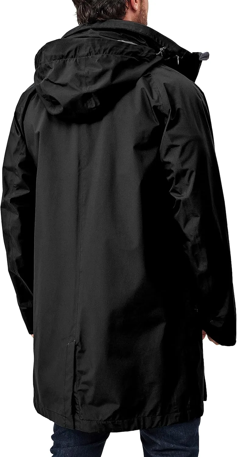 Little Donkey Andy Men's Waterproof Rain Jacket Outdoor Lightweight Mountain Windbreaker Long Coat for Hiking Golf Travel