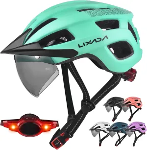 Lixada Bike Helmet Adult with USB Rechargeable LED Mountain Bike Helmet Adjustable Cycling Helmet for Men Women MTB Helmet 54-62 cm