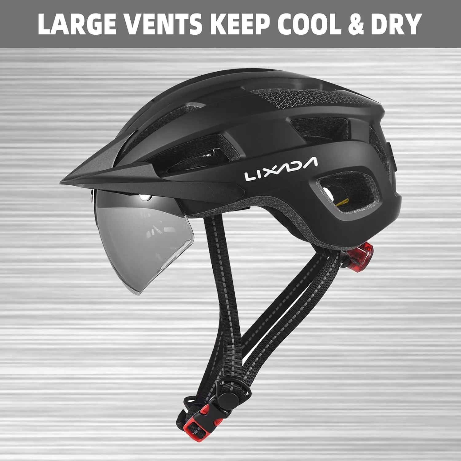 Lixada Bike Helmet Adult with USB Rechargeable LED Mountain Bike Helmet Adjustable Cycling Helmet for Men Women MTB Helmet 54-62 cm