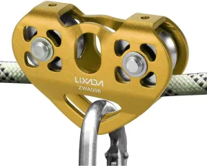 Lixada Zip Line Pulley 30KN Tandem Speed Double Pulley for 1/4 5/16 3/8 1/2 Cable Backyard Zipline, Hauling, Rigging and Commercial Purposes,Holds Upto 6700lbs