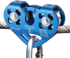 Lixada Zip Line Pulley 30KN Tandem Speed Double Pulley for 1/4 5/16 3/8 1/2 Cable Backyard Zipline, Hauling, Rigging and Commercial Purposes,Holds Upto 6700lbs