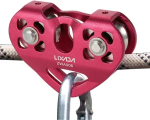 Lixada Zip Line Pulley 30KN Tandem Speed Double Pulley for 1/4 5/16 3/8 1/2 Cable Backyard Zipline, Hauling, Rigging and Commercial Purposes,Holds Upto 6700lbs