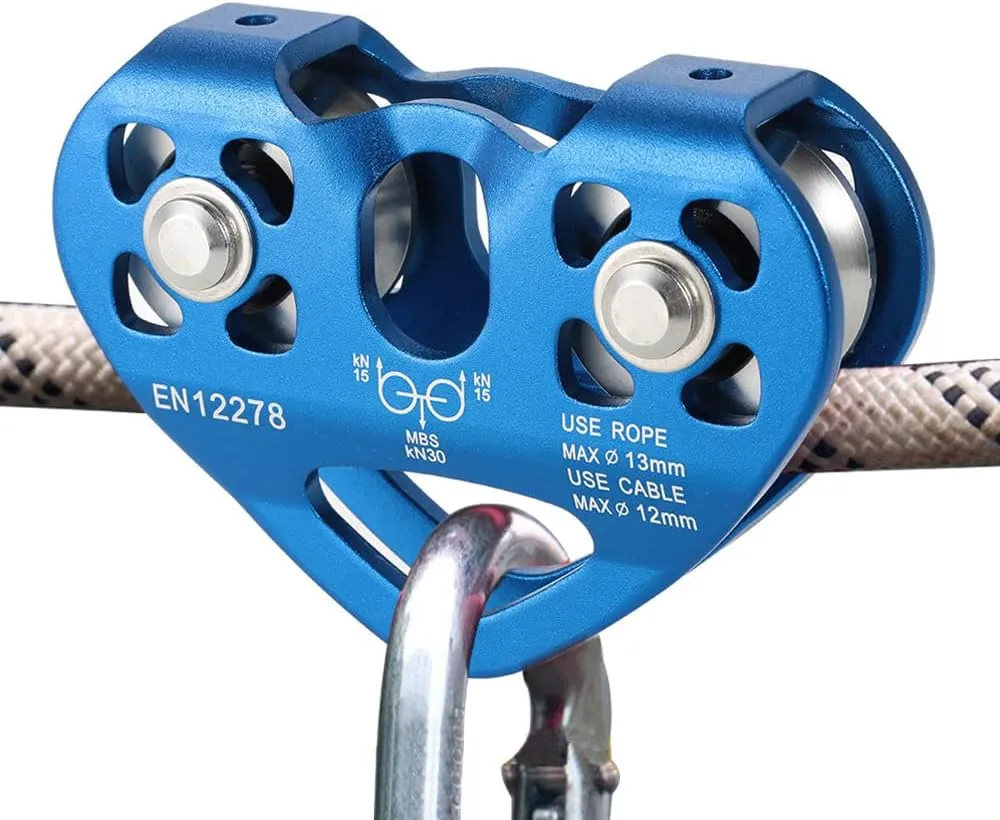 Lixada Zip Line Pulley 30KN Tandem Speed Double Pulley for 1/4 5/16 3/8 1/2 Cable Backyard Zipline, Hauling, Rigging and Commercial Purposes,Holds Upto 6700lbs