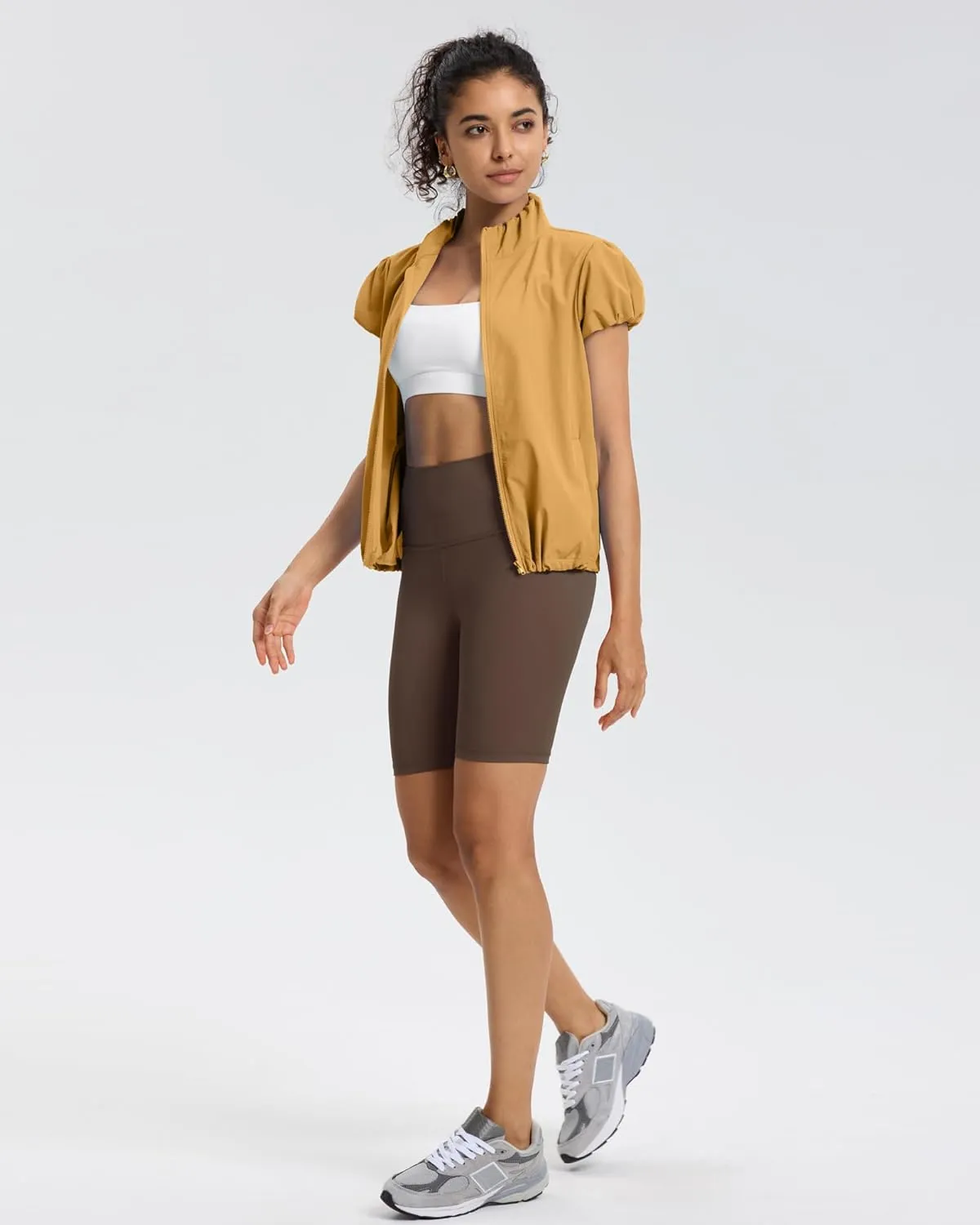 Locachy Women's Lightweight Short Sleeve Zip Up Athletic Jacket Stand Collar Sun Protection Workout Outdoor Jacket