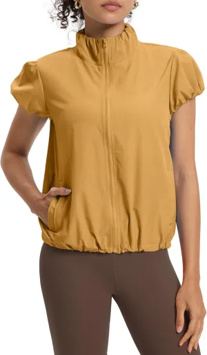 Locachy Women's Lightweight Short Sleeve Zip Up Athletic Jacket Stand Collar Sun Protection Workout Outdoor Jacket
