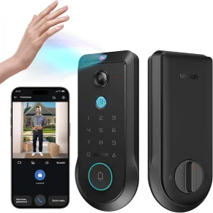 Lockin Veno Pro Palm Vein Video Smart Lock with 2K 180° Camera, Fingerprint Recognition, AI Motion Detection, IP65 Weatherproof, Remote App Control, 32GB Built-in Storage, No Monthly Fee (Pro)