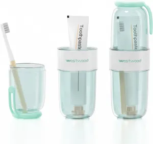 Luxury Transparent Green Plastic Travel Toothbrush Holder Case with Cover, Portable Travel Toothbrush Cup, Storage Container for School Camping Business Trip Bathroom