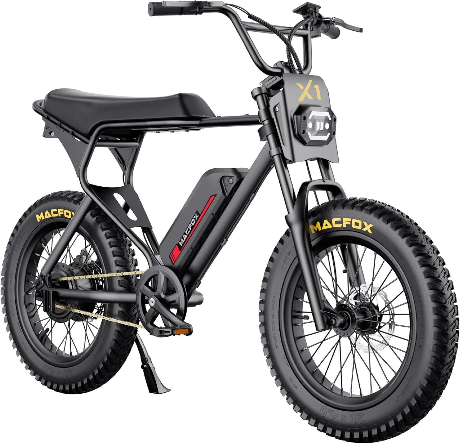 MACFOX Ebikes for Adults, 750W Electric Bike Wheelie 25 MPH Max Speed, 38 Miles Range, 20" Fat Tire E-Bike with Front Suspension, E-Bikes for Riding to School, X1S(Class-3)