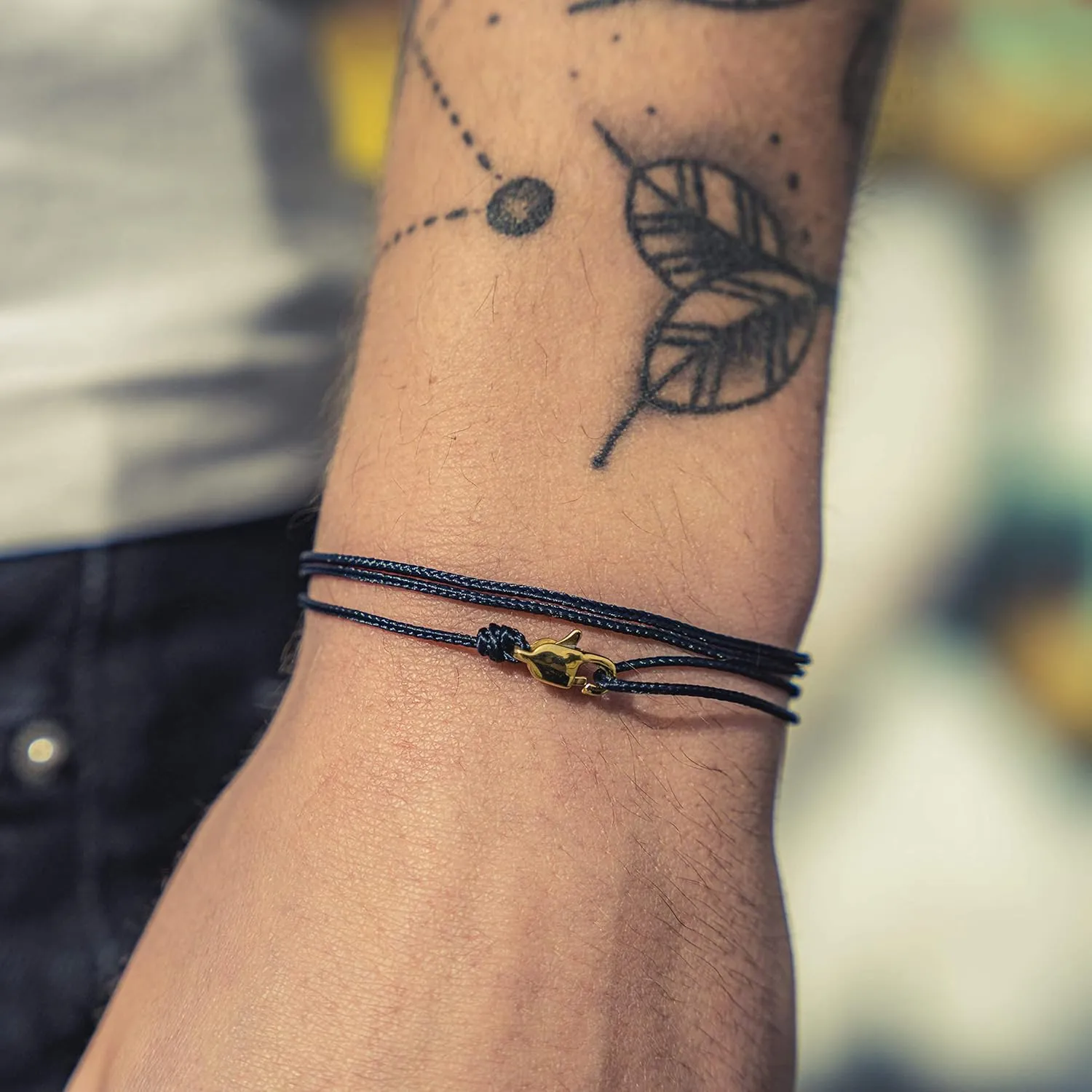 Made by Nami Nautical Rope Bracelet for Men Waterproof & Adjustable Wrap String Bracelets with Snap Hook Perfect Gift for Him (Blue Gold)