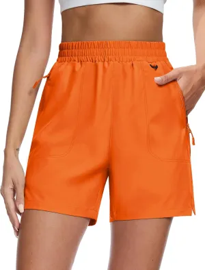 MAGCOMSEN Women's 5" Hiking Cargo Shorts UPF 50  Quick Dry Lightweight Golf Athletic Casual Summer Shorts with Pockets