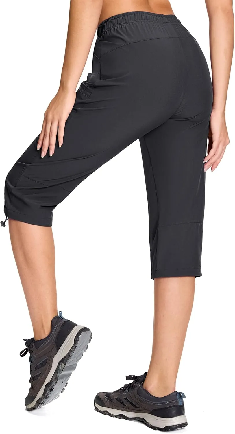 MAGCOMSEN Women's Capri Pants UPF 50  Lightweight Hiking Cargo Capri Joggers Quick Dry Golf Summer Pants with 5 Pockets