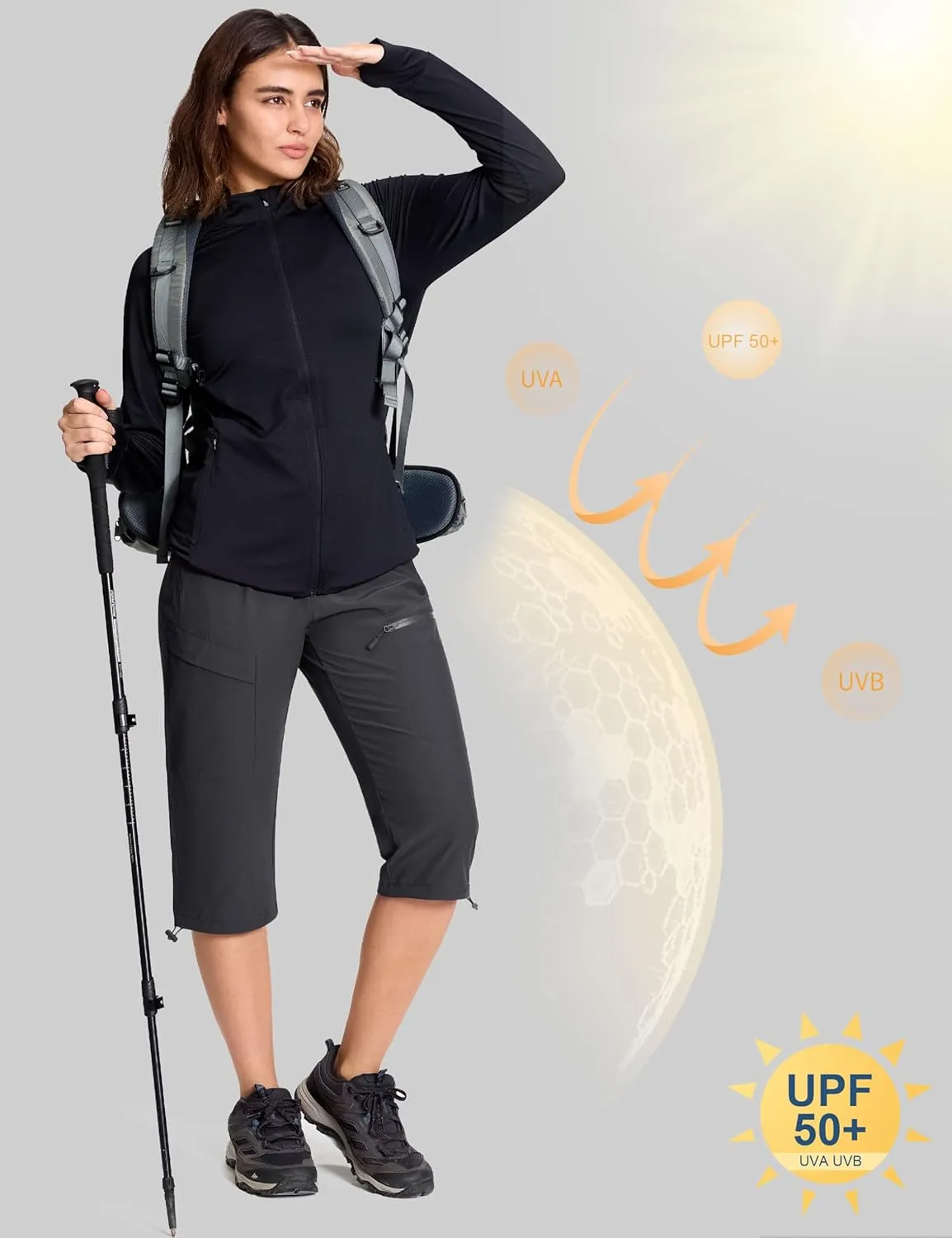 MAGCOMSEN Women's Capri Pants UPF 50  Lightweight Hiking Cargo Capri Joggers Quick Dry Golf Summer Pants with 5 Pockets