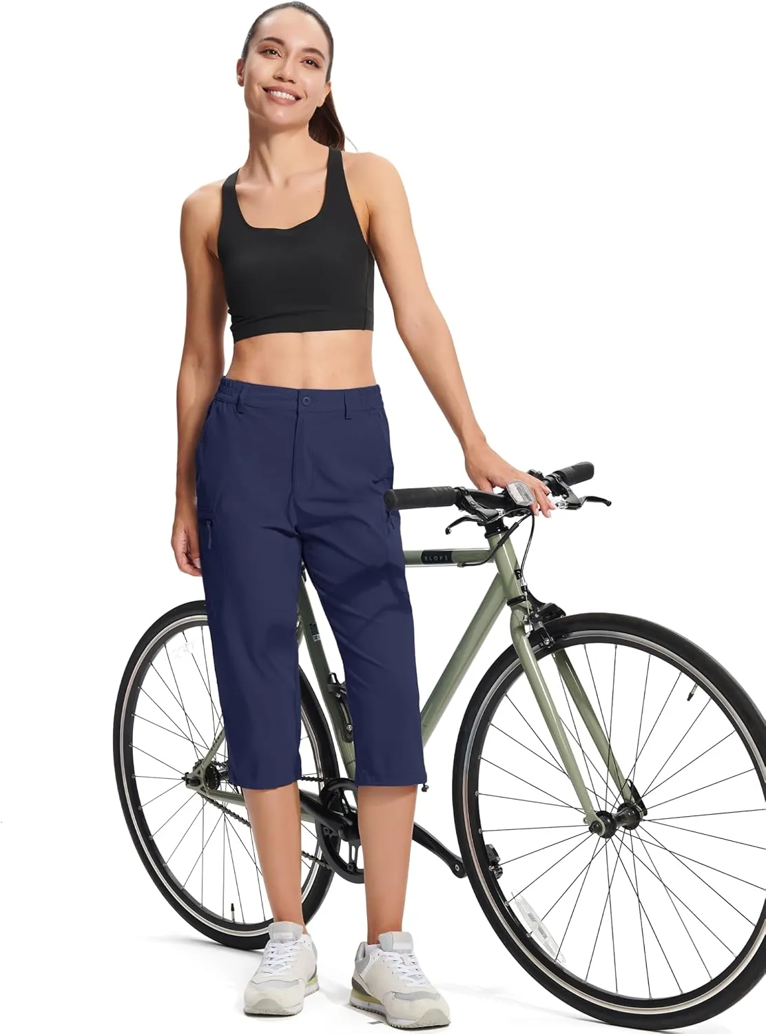 MAGCOMSEN Women's Hiking Capris Pants Cargo Lightweight Stretch Water Resistant Joggers with 5 Pockets for Outdoor