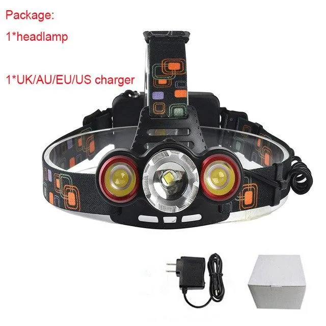 Maimu 15000Lm XM-T6x3 LED Headlight Flashlight Torch Camping Fishing Headlamp lantern   18650 Battery  Eu Charger USB Cable D14