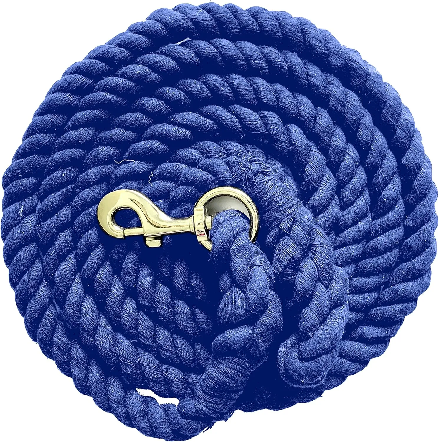Majestic Ally Pack of 2 Solid Cotton Lead Rope for Horses & Livestock – 10 Foot Long and 5/8 inch (16MM) Thick - Replaceable Heavy-Duty Satin Bolt Snap – Handmade – Soft, Broken in Feel (Royal Blue)
